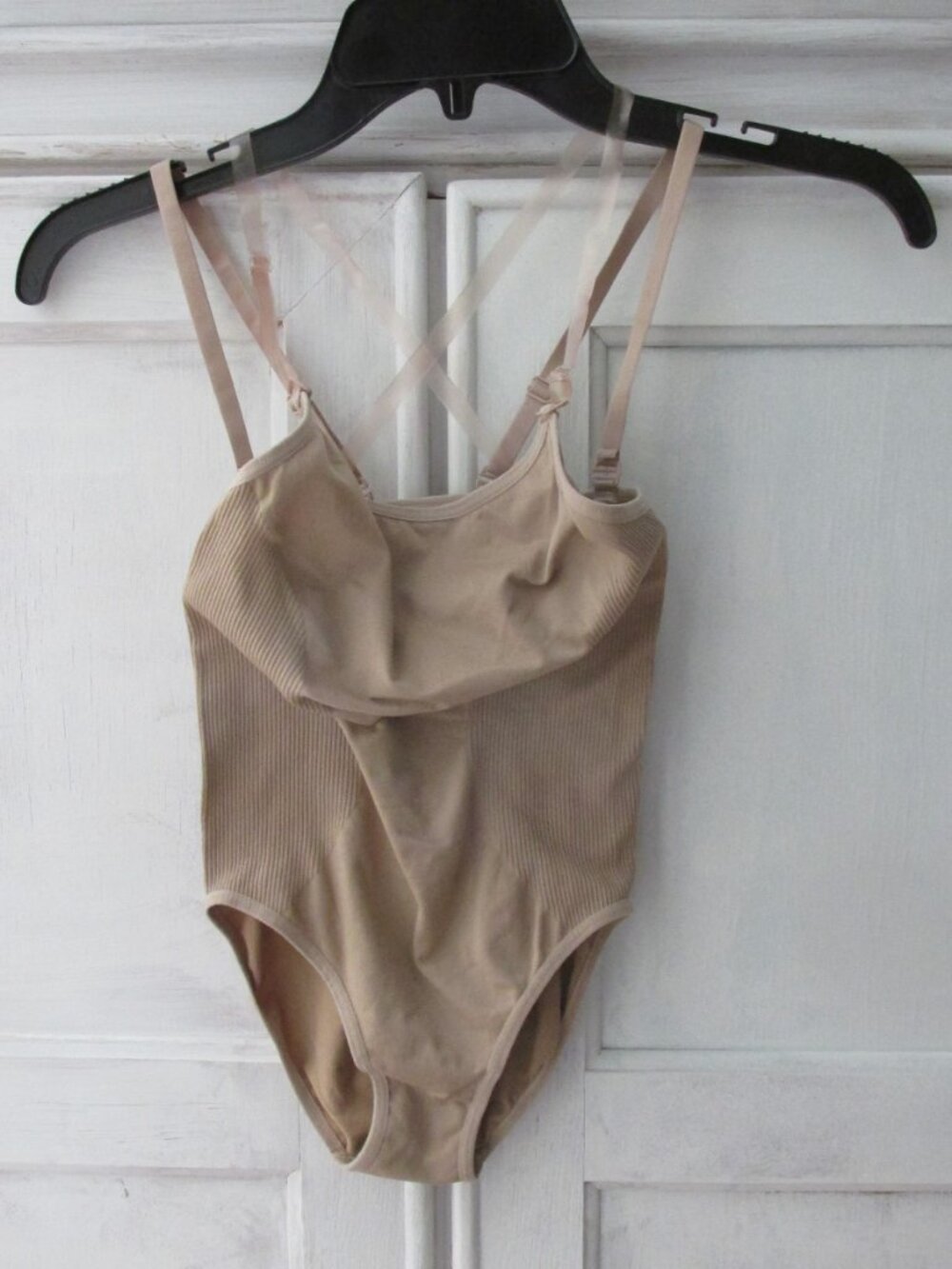 NUDITARD GIRL'S SIZE M (8-10) BEIGE GYMNASTICS DANCE LEOTARD BODYSUIT COSTUME SL
